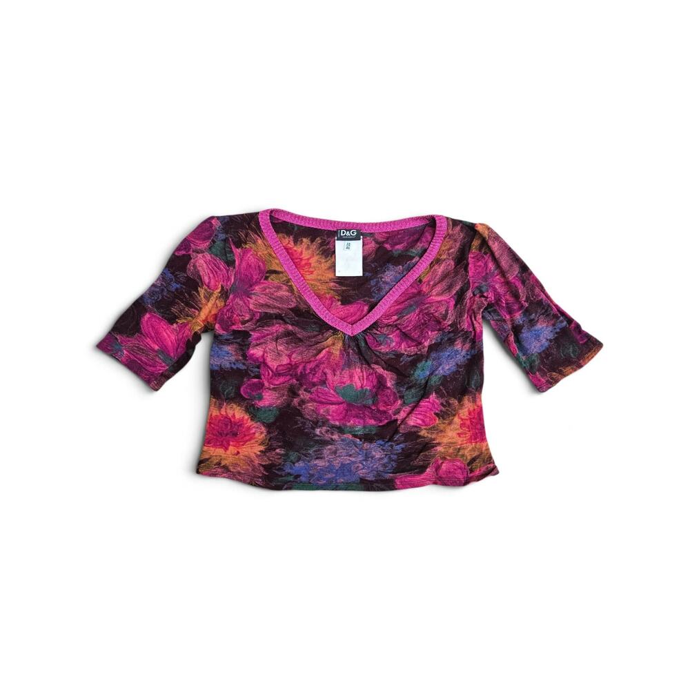 Y2k D&G Cropped Floral Top Vintage Retro - Size Medium